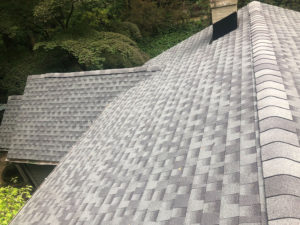Stunning light gray asphalt shingle roof on a home