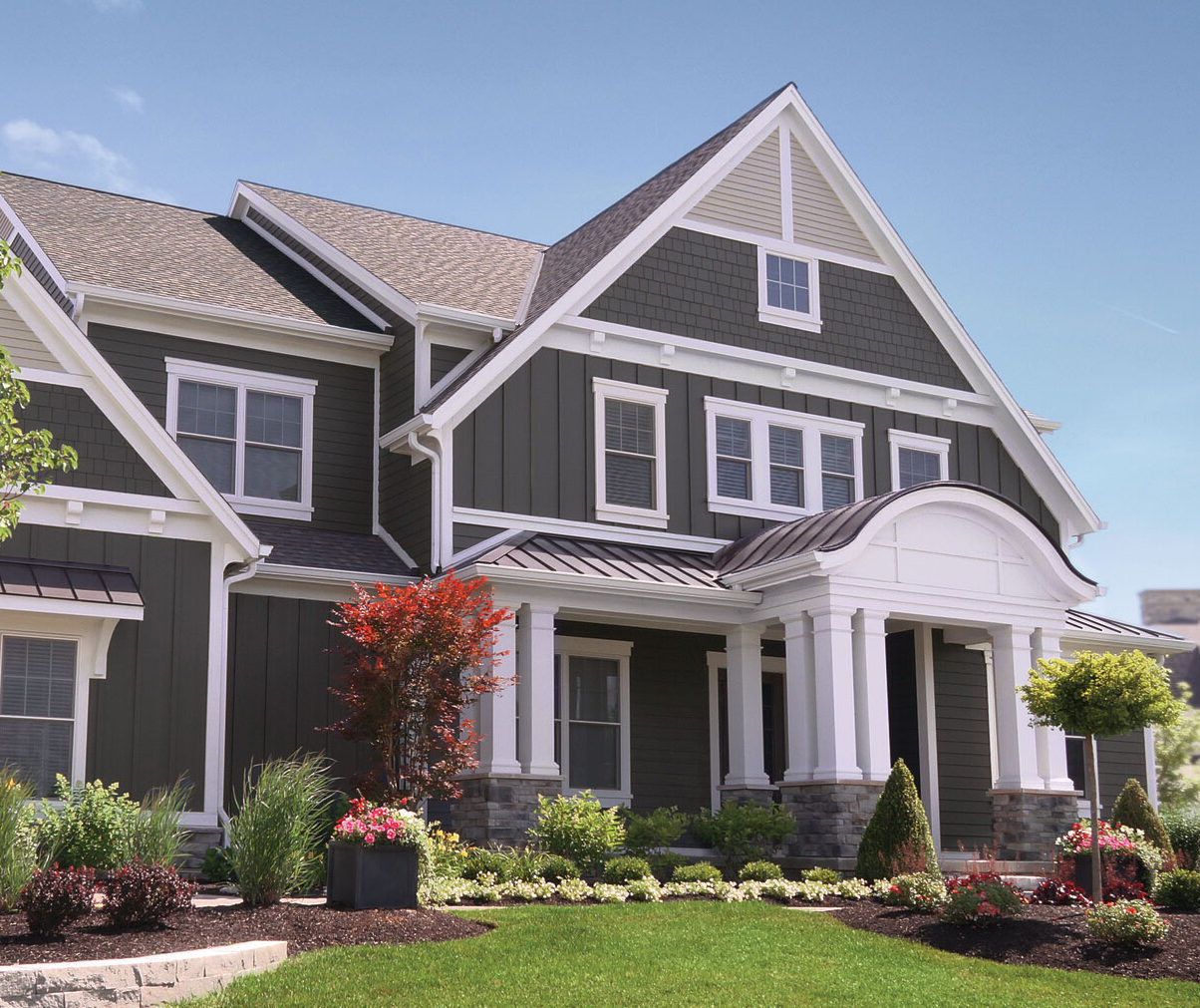 Iron Gray James Hardie Fiber Cement Siding On Residential Home