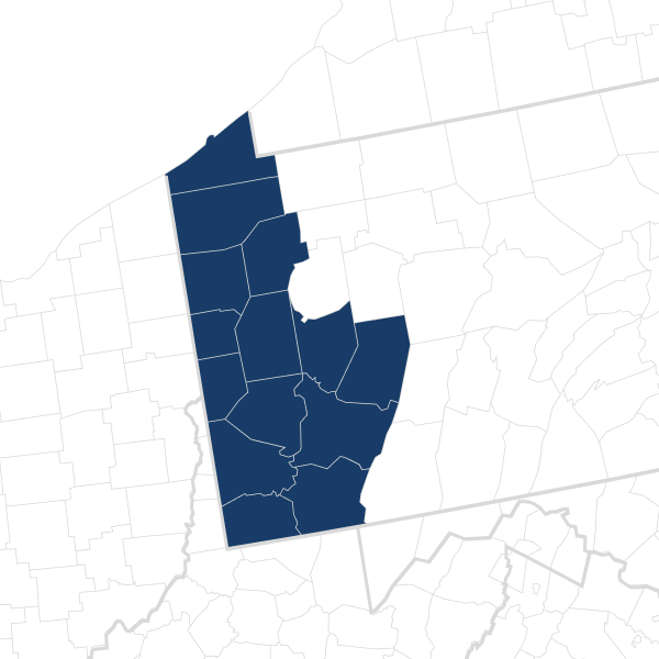 graphic depicting HGE's service area near Pittsburgh, PA