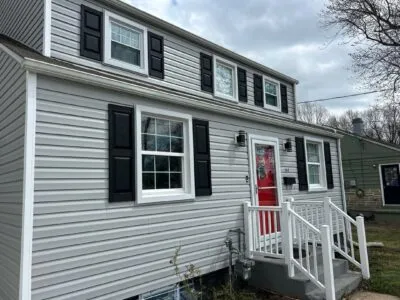 Grey siding installation project