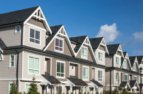 Row Of Townhomes With New Vinyl Siding