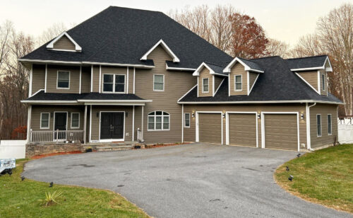 Residential home with terracotta vinyl siding