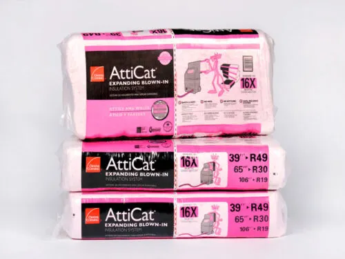 Bags Of Owens Corning AttiCat Blown In Insulation