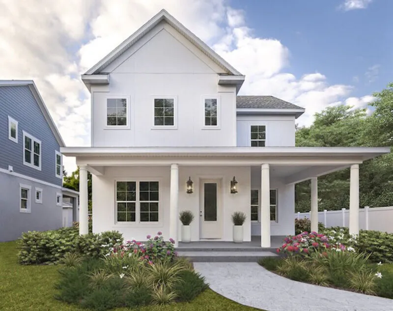 Two Story Home With James Hardie White Fiber Cement Siding