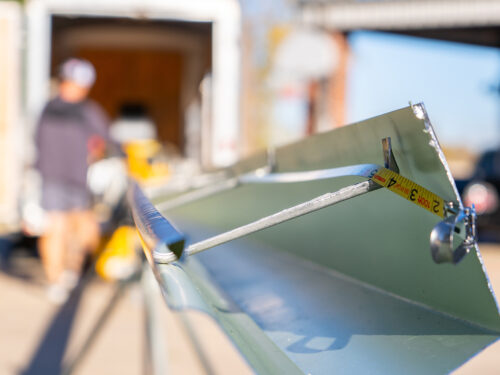 close up of gutter installation