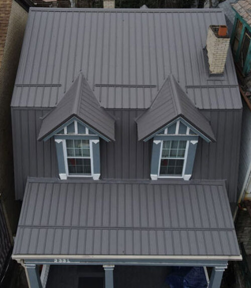 New Brown Corrugated Metal Roof On Residential Baltimore Home