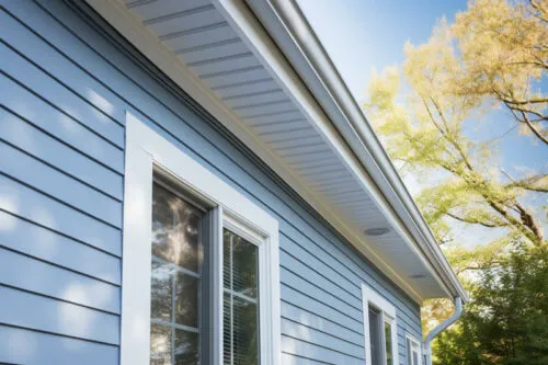 White Seamless Gutter And Soffit