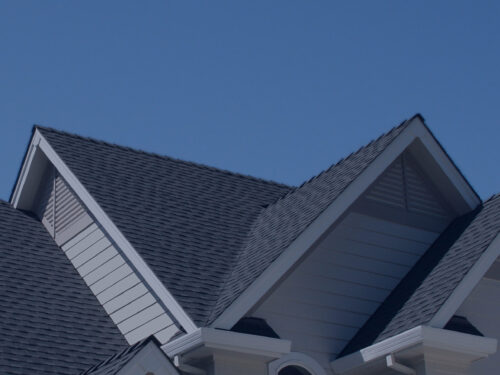 Roof against a clear blue sky