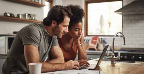 Couple going over their finances