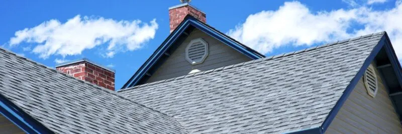 asphalt shingle roof with blue trim