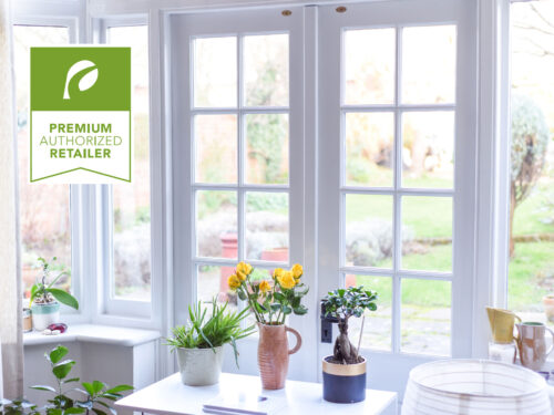 patio doors with ProVia partner logo badge