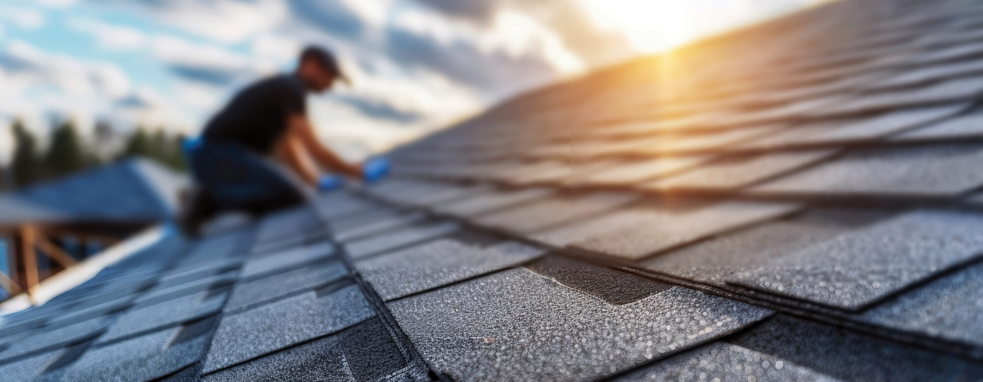 Home Genius exteriors expert inspecting a roof during summer