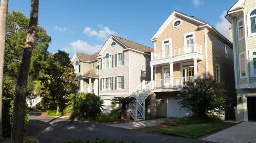 beautiful row of homes near Charleston, South Carolina
