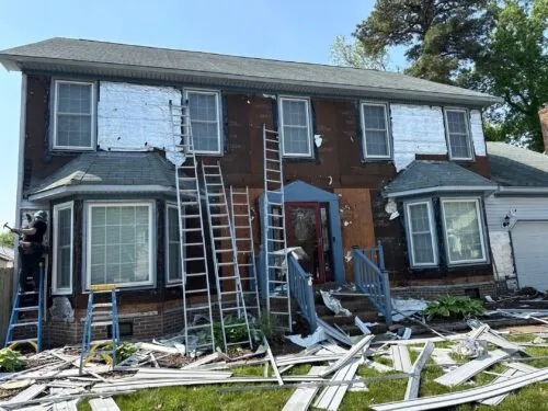 a siding teardown on a home in Virginia