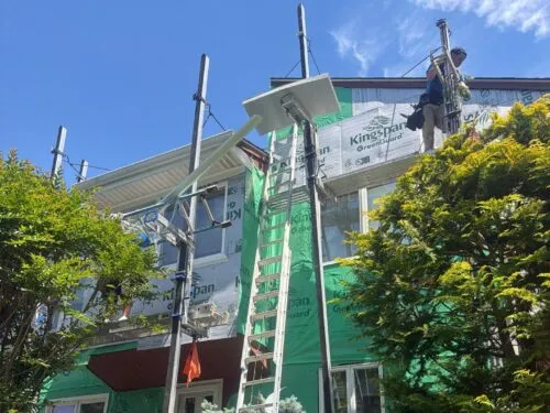 an in progress siding installation project on a home in Northern New Jersey