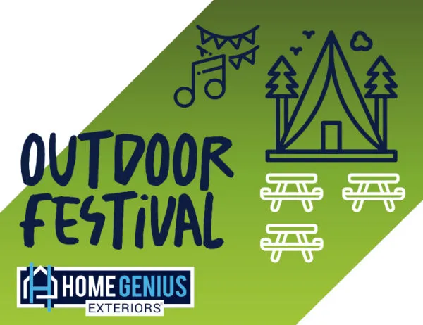 Colorful logo representing an outdoor festival, incorporating elements of nature and community spirit.