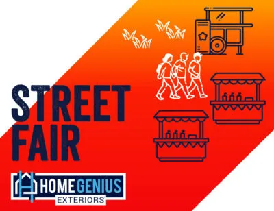 Colorful logo for a street fair, highlighted by a red and orange gradient background.